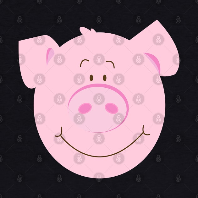 Cute Happy Pig - Purple by JessDesigns